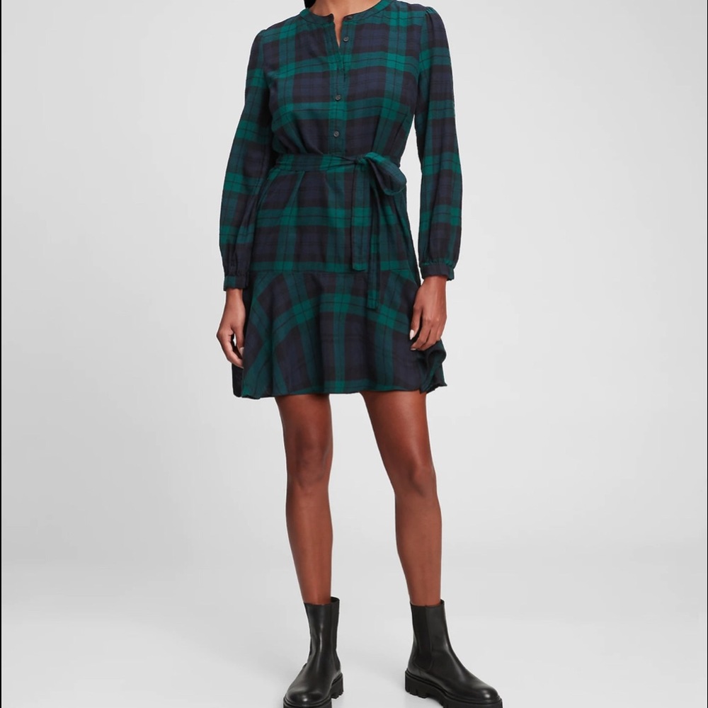 Plaid Gap shirt dress.